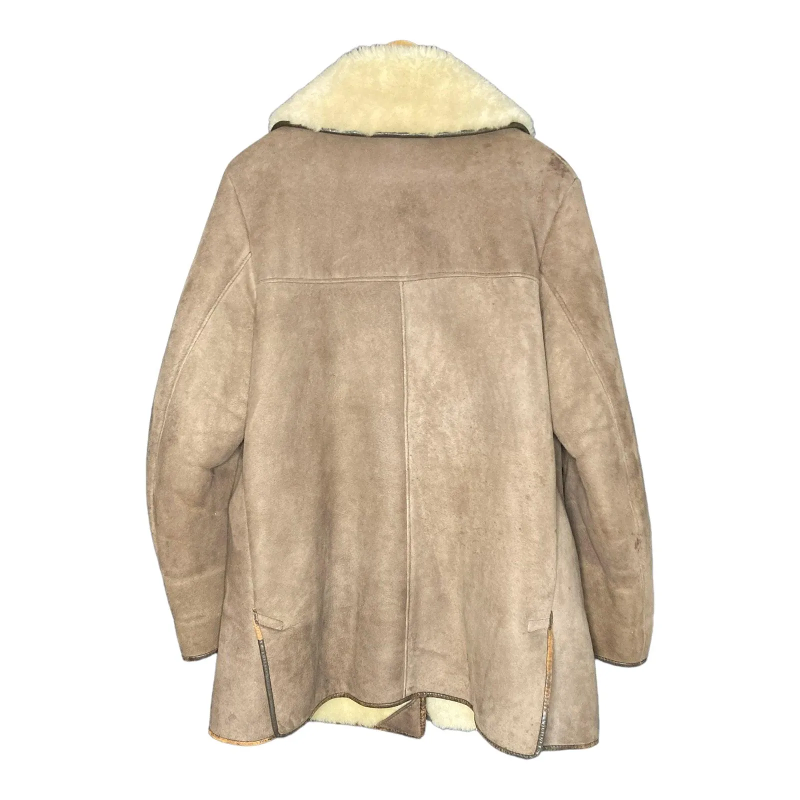 Vintage Genuine Sheepskin Tan Long Sleeved Coat UK Size 16