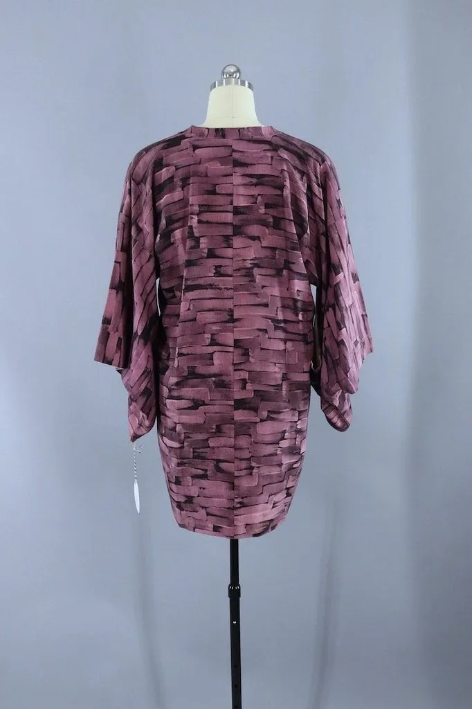 Vintage Purple Abstract Kimono Coat