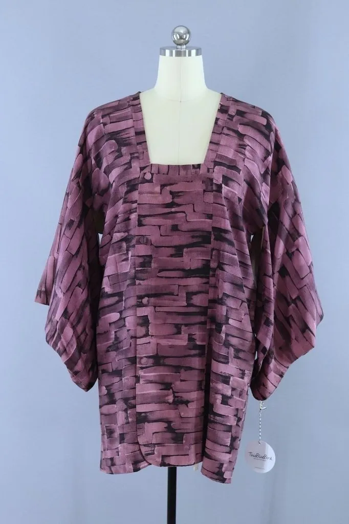 Vintage Purple Abstract Kimono Coat