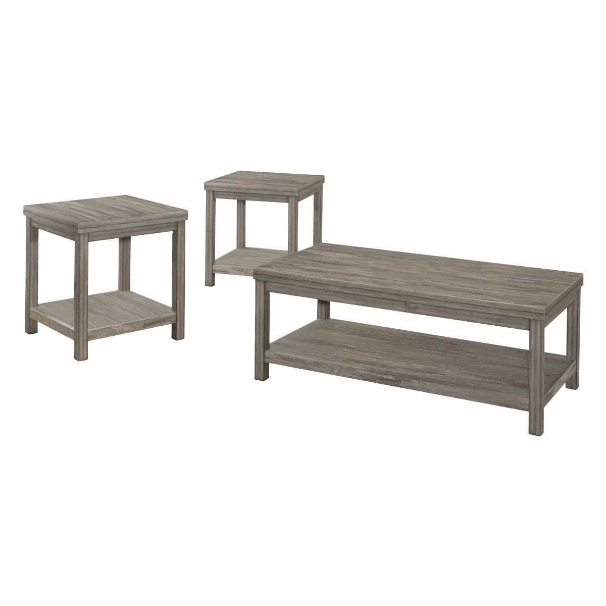 Weathered Gray 3-Piece Coffee & End Table Set - Scratch & Stain Resistant