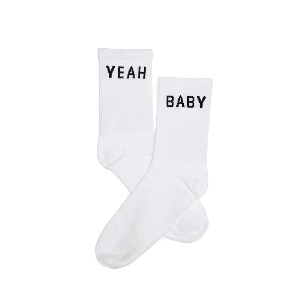 White Yeah Baby Socks