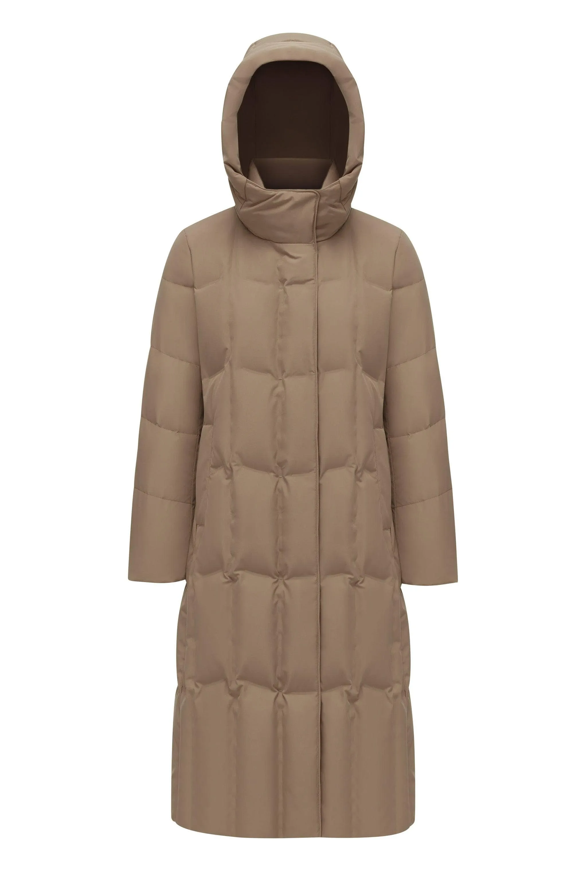 Women’s Long Goose Down Coat With Elasticated Waist