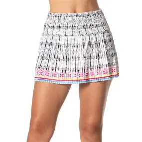 Women's Long Obscuro Smocked Tennis Skort Multicolor