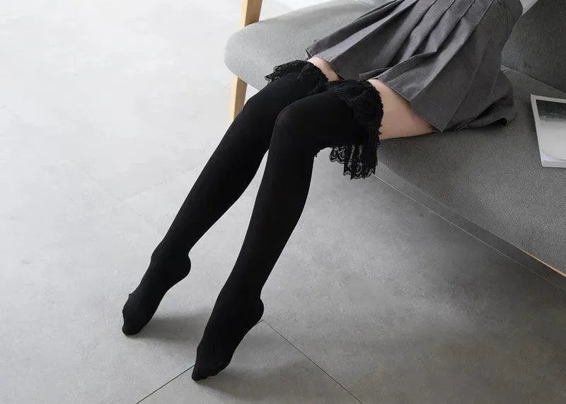 Women's Velvet Frilly Stockings | Kawaii Outfits | Kawaii Socks