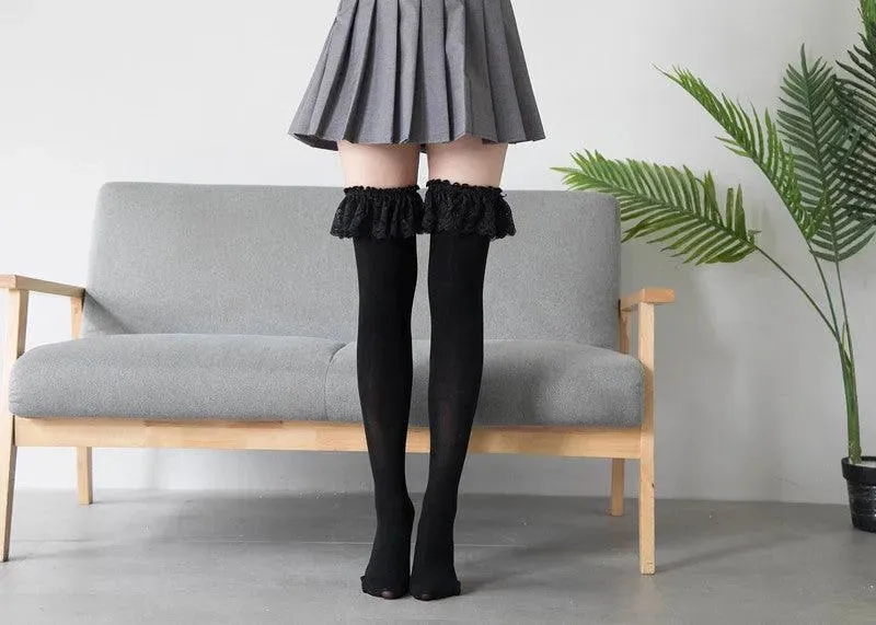 Women's Velvet Frilly Stockings | Kawaii Outfits | Kawaii Socks