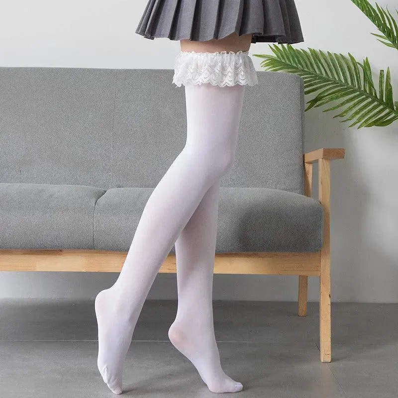 Women's Velvet Frilly Stockings | Kawaii Outfits | Kawaii Socks