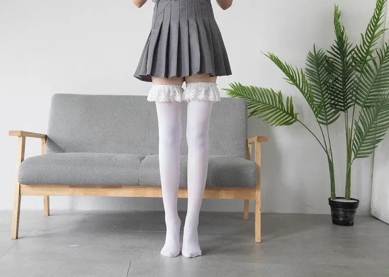 Women's Velvet Frilly Stockings | Kawaii Outfits | Kawaii Socks