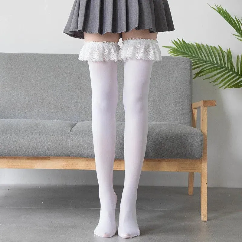 Women's Velvet Frilly Stockings | Kawaii Outfits | Kawaii Socks