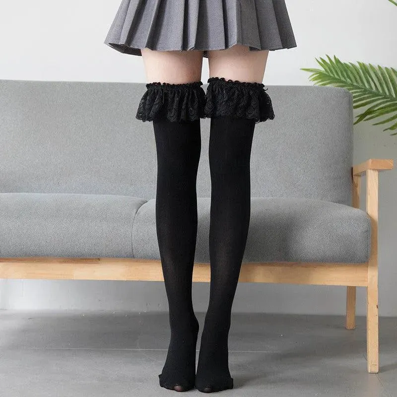 Women's Velvet Frilly Stockings | Kawaii Outfits | Kawaii Socks