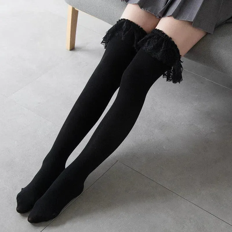 Women's Velvet Frilly Stockings | Kawaii Outfits | Kawaii Socks