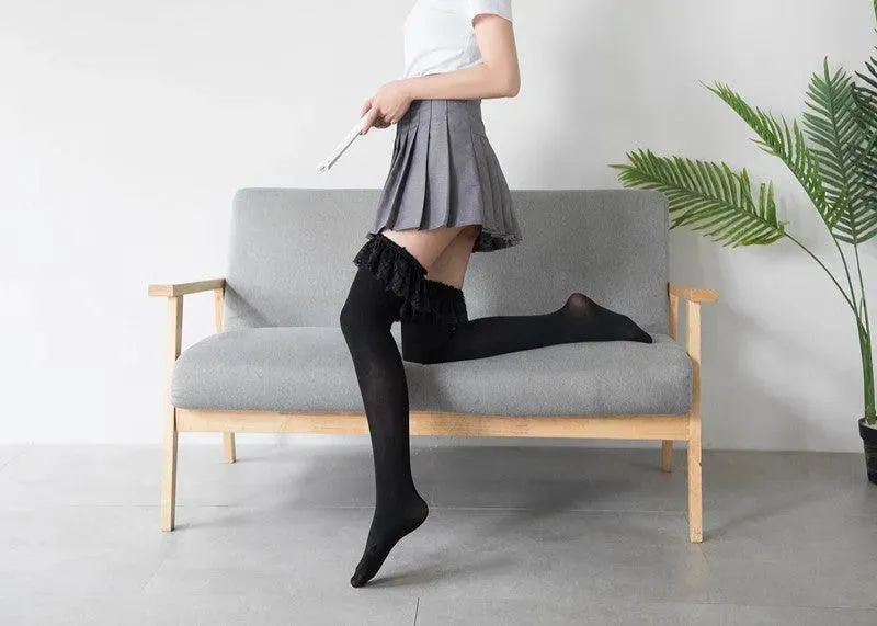 Women's Velvet Frilly Stockings | Kawaii Outfits | Kawaii Socks