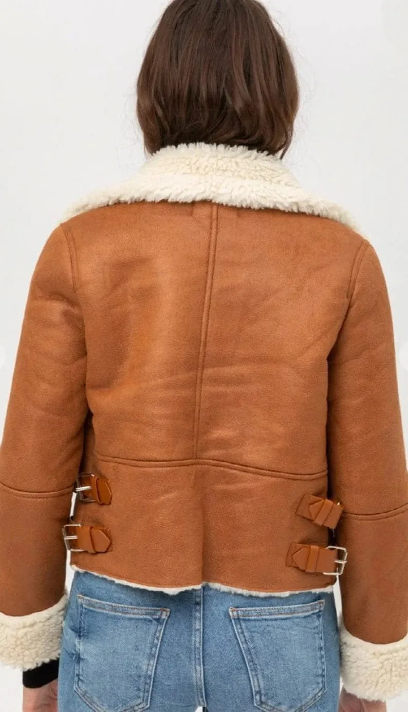 Women's Vintage Brown Shearling B3 Bomber Aviator Jacket