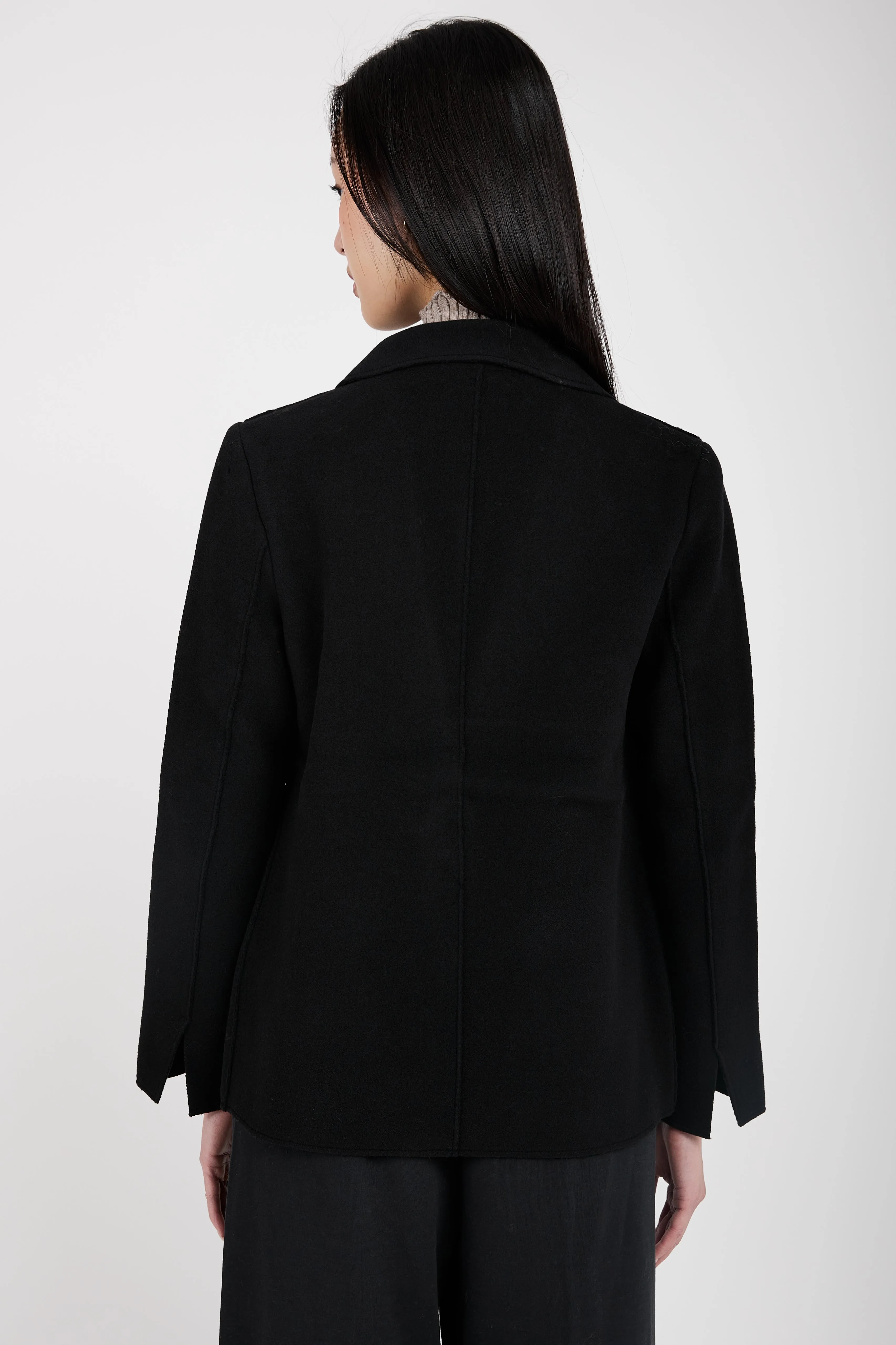 Wool Blazer Jacket in Black