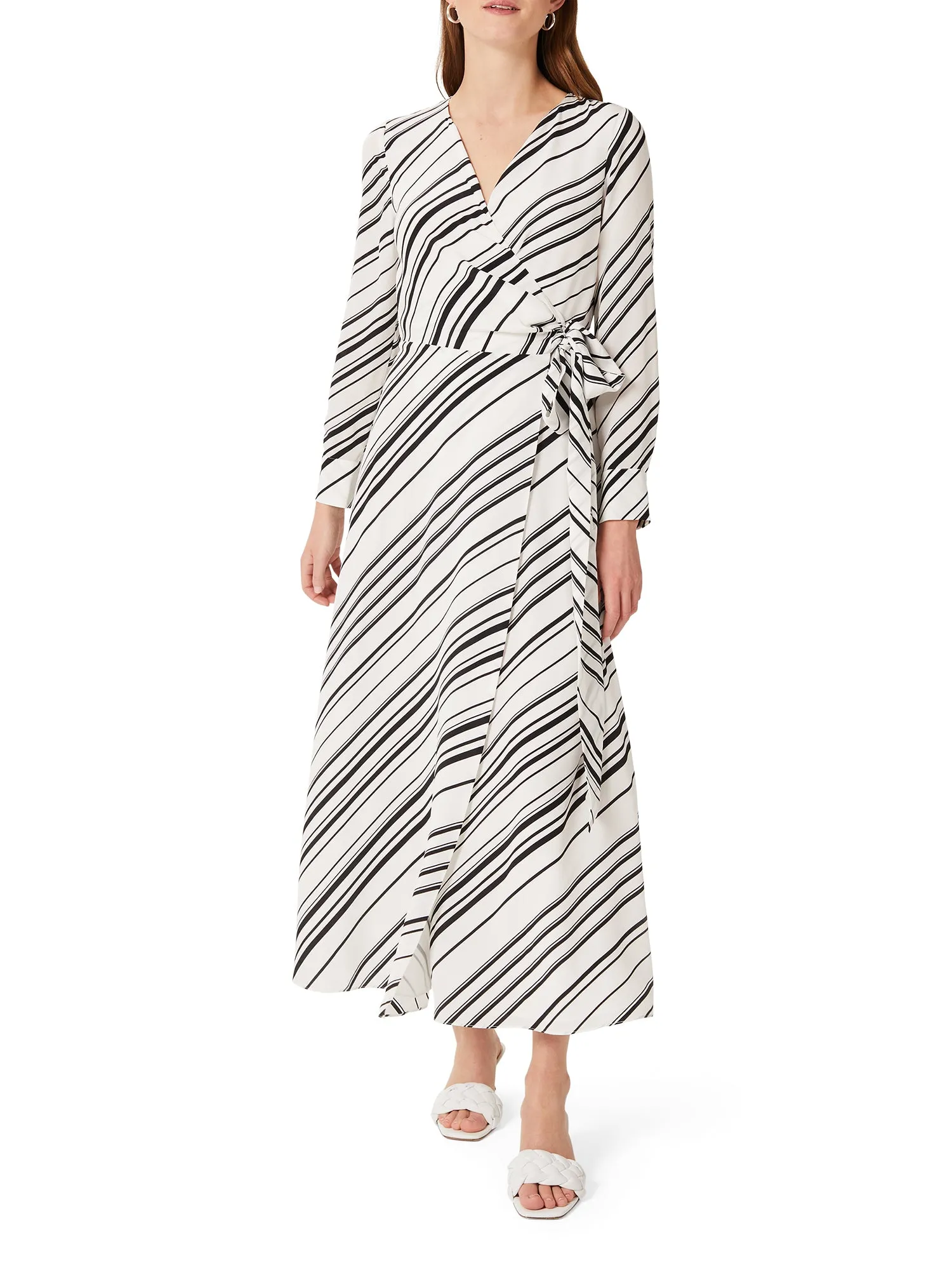 Yasmine Stripe Silk Wrap Dress