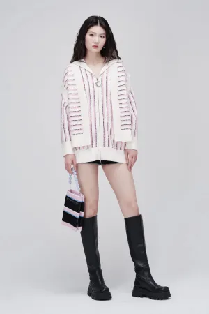 ZI II CI IEN | Striped Zip Hooded Cardigan